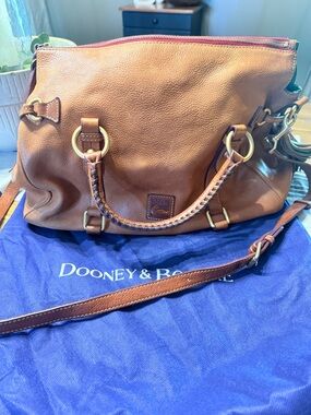 Dooney & Bourke Cognac Leather Shoulder Bag with Braided Handles LARGE